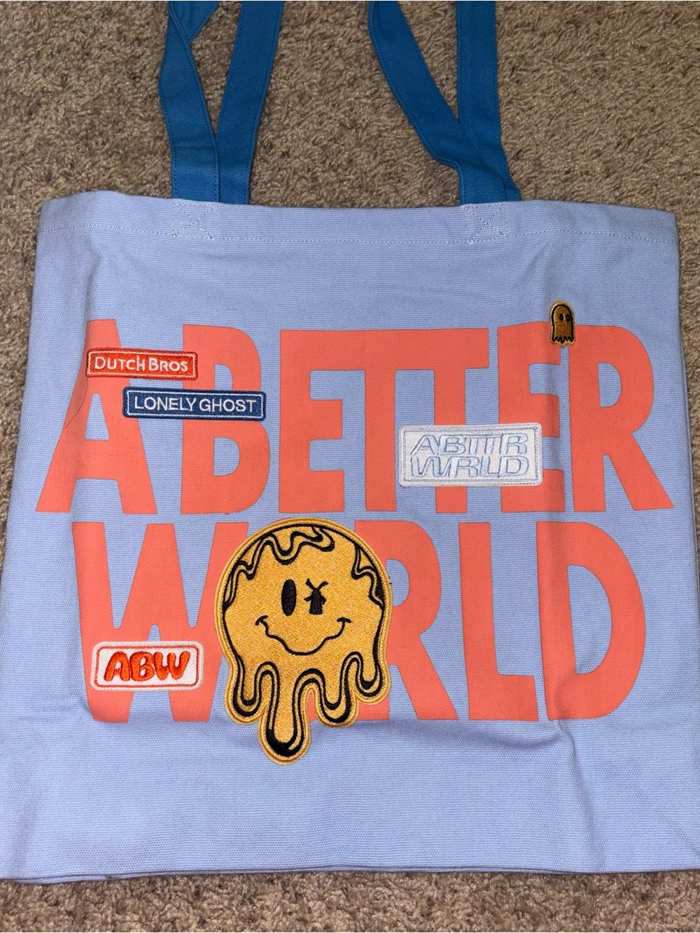 New Lonely Ghost x Dutch Bro Pop Up Tote ABW A Better World Blue